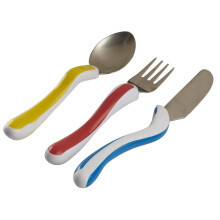 NRS Healthcare 3-Piece Easy Grip Children's Cutlery Set, Stainless Steel, Multi-Colour