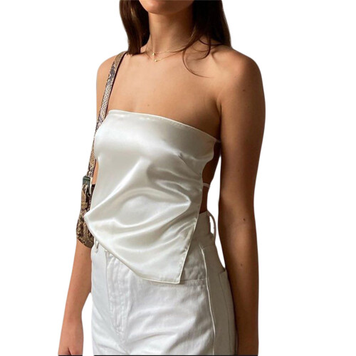 (L, White) Débardeur bustier sans E-girl Y2K 2
