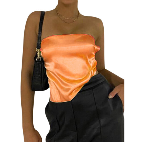 (S, Orange) Débardeur bustier sans E-girl Y2K 2