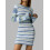 (M, Blue) Robe femme, manches rayée, mi-longue 2