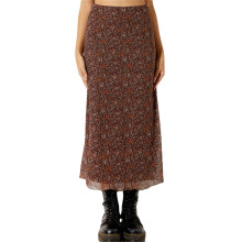 (M, Brown) Womens Casual Long Skirts, Floral Printed High Waist Simple Elegant Elastic Waist Skirts, Street Style Bottoms