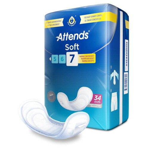 Attends Attends Soft 7 Micro-Incontinence Pad Pack of 34 1