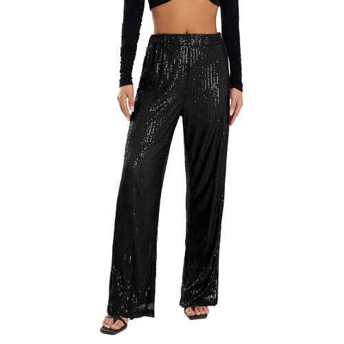 (L, Black) Calça feminina de e elástica. 2