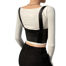 (One Size, Black) Ceinture ajustable en PU pour femme, coupe skinny, style sexy, vêtement d'été (noir)