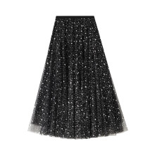 (One Size, Black) Jupe longue en de soirée