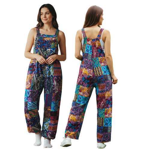 (XXXXXL, Blue) Γυναικεία καλοκαιρινή φόρμα, τσέπες, κόκκινο/μπλε 2