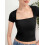 T-shirt da donna a maniche corte con scollo quadrato, foderata, basic, vestibilità slim. 2