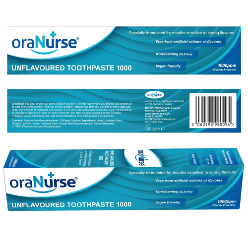 OraNurse Unflavoured Toothpaste 50ml - 0-3 Years 1