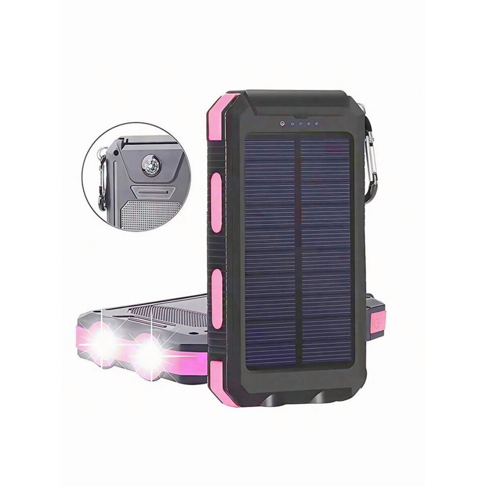 10000Mah Solar Power Bank 5V2a Fast Charger, Ultra-Bright Led Flashlight, Dual Usb Portable Phone Charger For Outdoor Travel 9170372954865