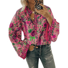 (M, Rose red) Blouse femme décontractée, tendance printemps/automne
