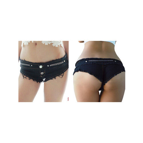 (S, Black) Short en jean la plage. 2