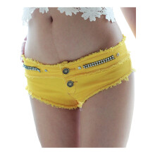 (M, Yellow) Short en jean la plage.