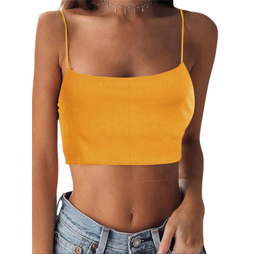 (S, Yellow) Débardeur sexy pour tendance été.