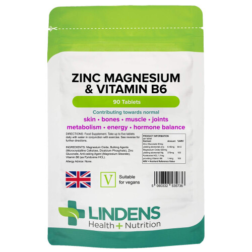 LINDENS Lindens Zinc, Magnesium and Vitamin B6 Complex Tablets - 90 Pack -