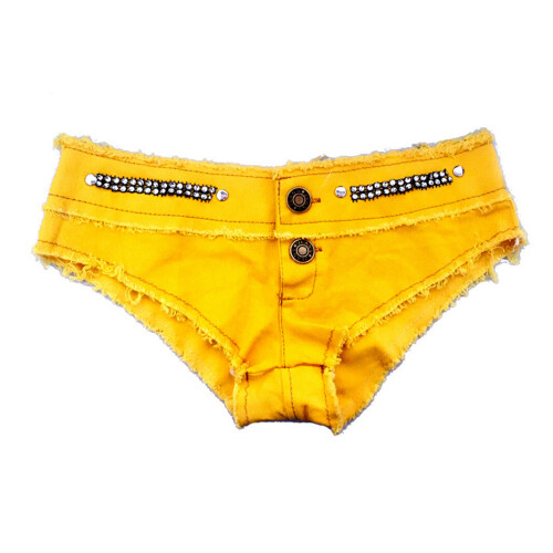 (L, Yellow) Short en jean la plage. 1