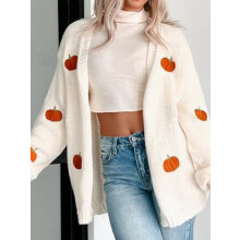 (S, White) Gilet cardigan ouvert et automne.