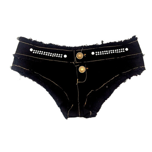 (S, Black) Short en jean la plage. 1