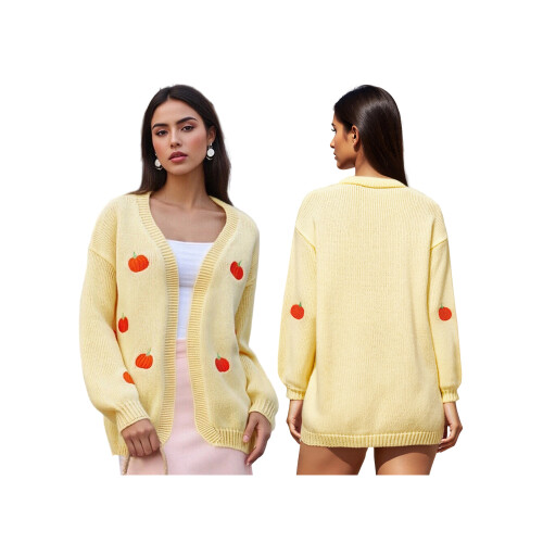 (S, Yellow) Gilet cardigan ouvert et automne. 1