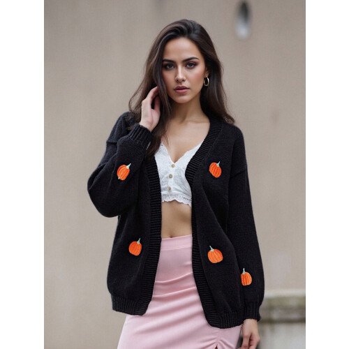 (L, black) Gilet cardigan ouvert et automne. 2