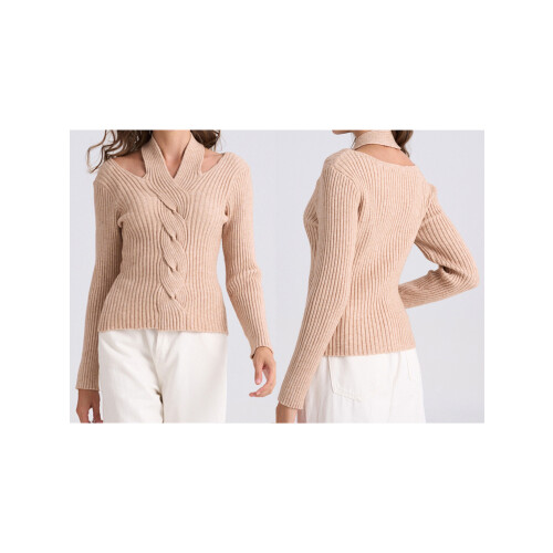 (M, Khaki) Pull en maille Vêtements décontractés. 1