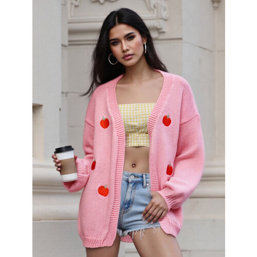 (S, Pink) Gilet cardigan ouvert et automne. 2