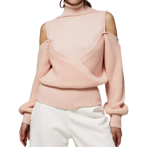 (S, Pink) Pull ample d'automne en maille.