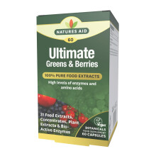 Natures Aid Ultimate Greens & Berries Capsules - Mix of 31 Fruits Berries Vegetables Mushrooms Phytonutrients and Plant Bioactive