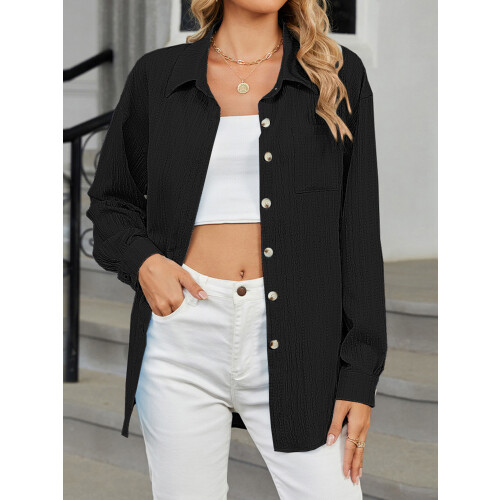 (XXL, Black) Γυναικεία Μακρυμάνικη Πουκάμισα, Φθινοπωρινές Μπλούζες 2