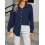 (XXL, Navy Blue) Γυναικεία Μακρυμάνικη Πουκάμισα, Φθινοπωρινές Μπλούζες 3
