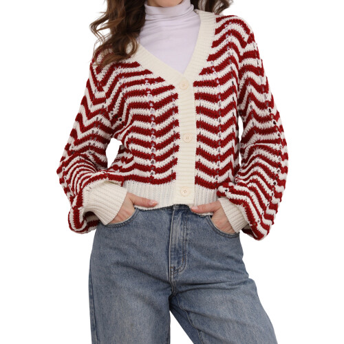 (S, Red) Gilet rayé pour et l'automne.