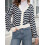 (L, Navy Blue) Gilet rayé pour et l'automne. 7
