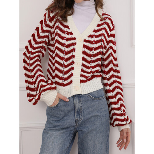 (S, Red) Gilet rayé pour et l'automne. 2