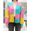 (M, Pink) Gilet cardigan tendance maille contrastée 5
