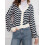 (L, Navy Blue) Gilet rayé pour et l'automne. 3