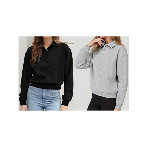 (L, Black) Pull ample d'automne haut décontracté 2