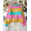 (S, Pink) Gilet cardigan tendance maille contrastée 5