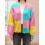 (M, Pink) Gilet cardigan tendance maille contrastée 3