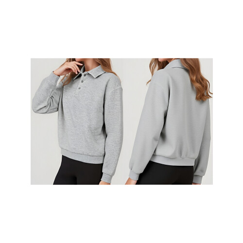 (L, Gray) Pull ample d'automne haut décontracté 1