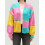 (S, Pink) Gilet cardigan tendance maille contrastée 4