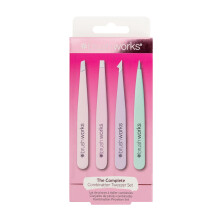 Brushworks HD 4 Piece Combination Tweezer Set - Pastels