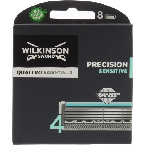 Wilkinson Sword Wilkinson Sword Quattro Titanium Sensitive Refill Razor Blade Cartridges, 8 Count