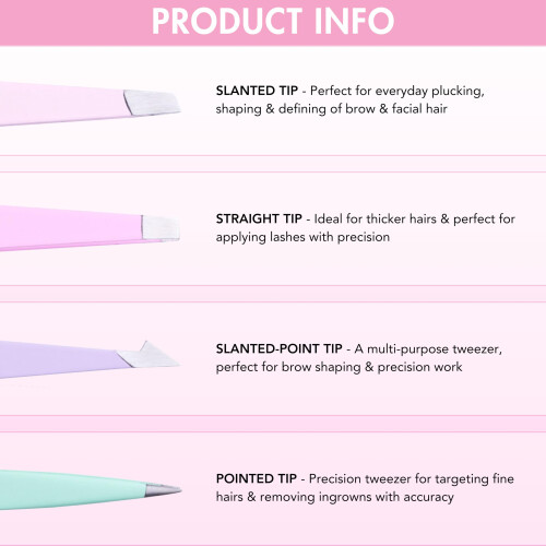 Brushworks HD 4 Piece Combination Tweezer Set - Pastels 2
