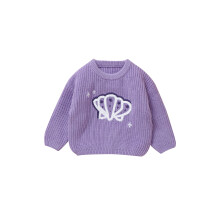 (2-3 Years, Purple) Maglioncini per neonati, maniche lunghe, scollo rotondo, ricamo animali marini, pullover autunnale