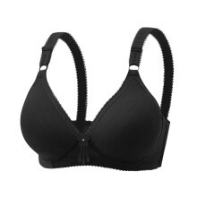 BHs für Damen in großen Größen, bügelloser BH für Damen, atmungsaktiver Damen-BH ohne Bügel, mit Print, Raffung in der Mitte und Knopfleiste,