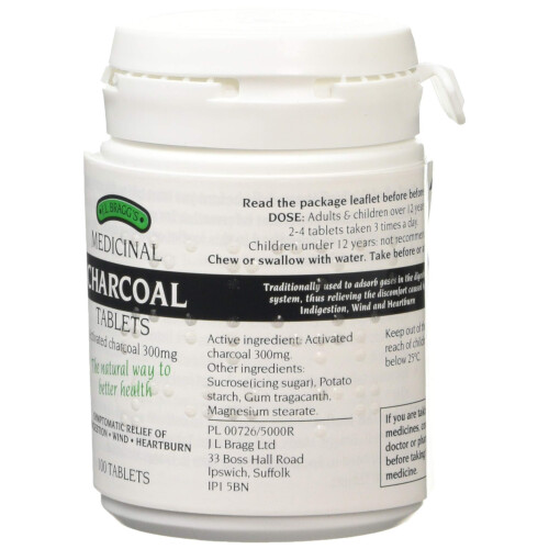 J.L Bragg's Charcoal Tablets 100, Pack of 2 1