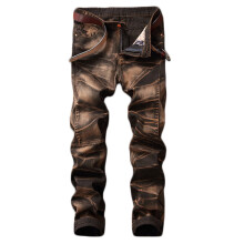 Jean Pants For Men Button Washed Tie-dye Overalls Outdoor Skinny Full Length Jeans With Pocket