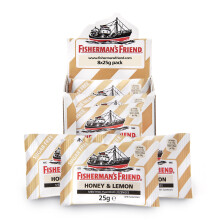 Fisherman's Friend Honey and Lemon Sugar Free Menthol Lozenges, Pack of 8 (25 g)