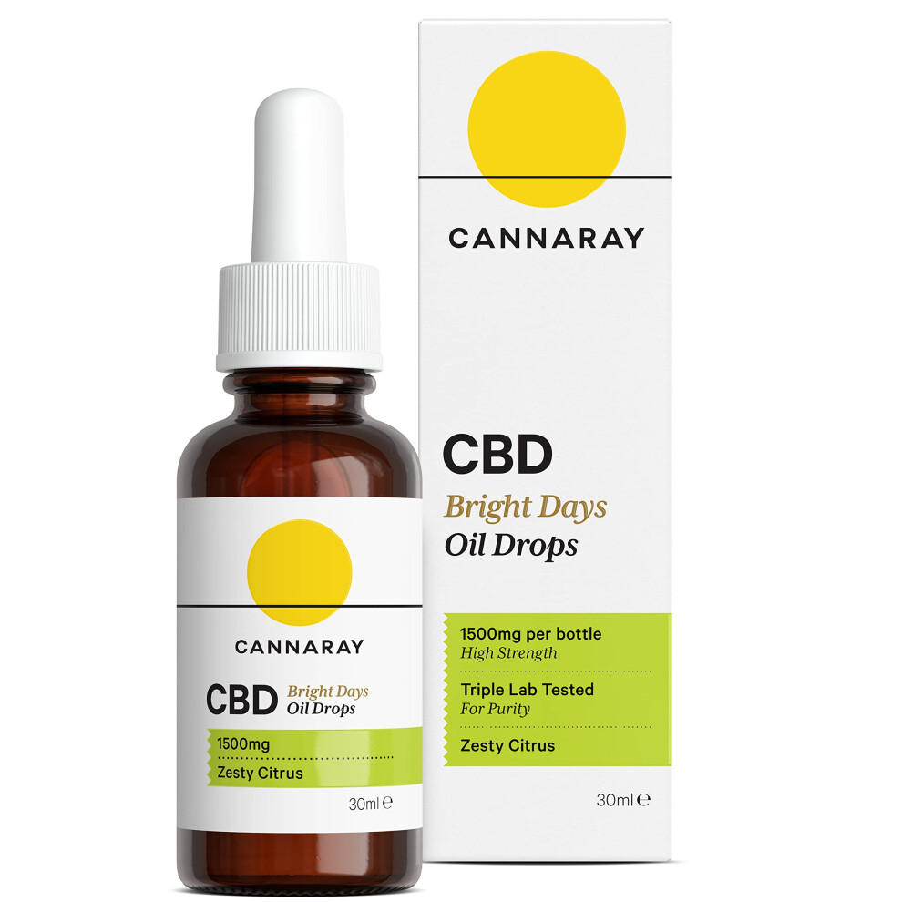 Cannaray Cbd Oil Drops Â Bright Days, 1500Mg, Zesty Citrus | High Strength Cbd (30Ml)