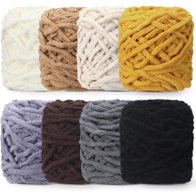 8Skeins Chunky Chenille priadza, mäkká a nadýchaná na háčkovanie, pletenie, tkanie – viacfarebná plyšová priadza na deky, svetre, šatky,