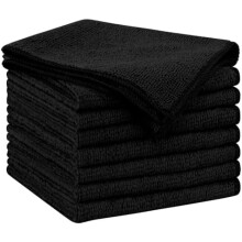 Lot de 8 chiffons de nettoyage en microfibre noire, 29 x 29 cm, non pelucheux, pour voitures, SUV, fenêtres, cuisine, ateliers – Compatible avec